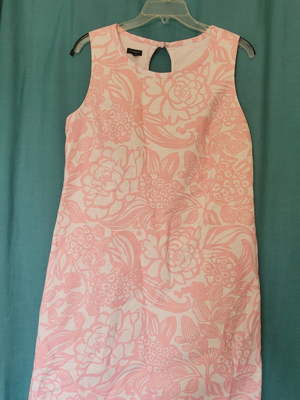 Talbots Floral Keyhole Shift Dress Pink NWOT